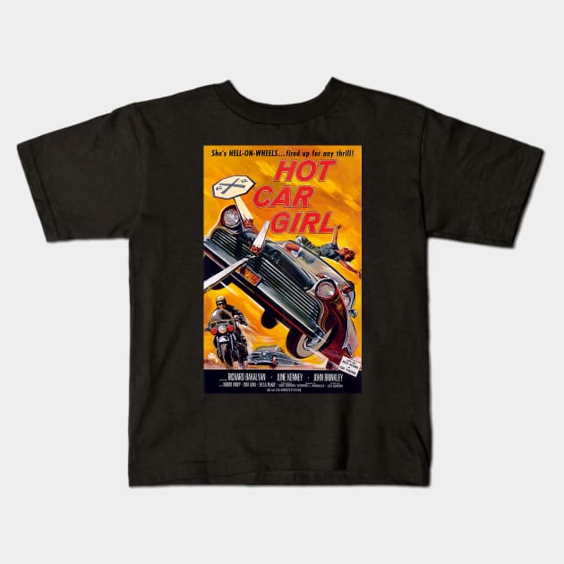 Classic 50's Teen Movie - Hot Car Girl Kids T-Shirt by Starbase79